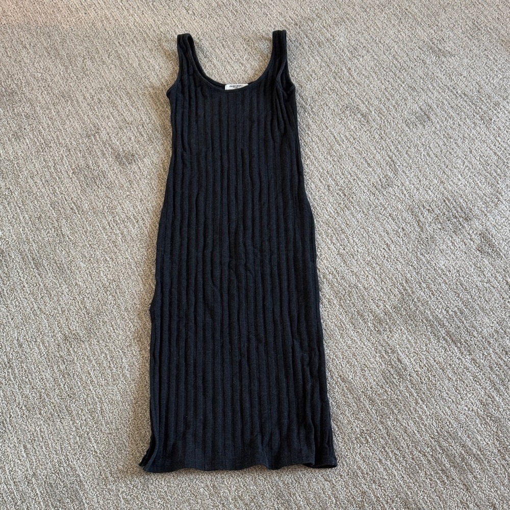 perfectwhitetee Black Ribbed Sleeveless Maxi Dress